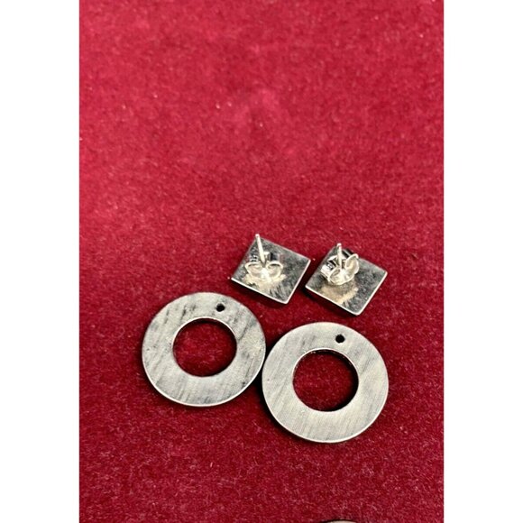 Quality Vintage Silver tone Earrings Channel Set Crystal Interchangeable Pierced - Picture 5 of 5
